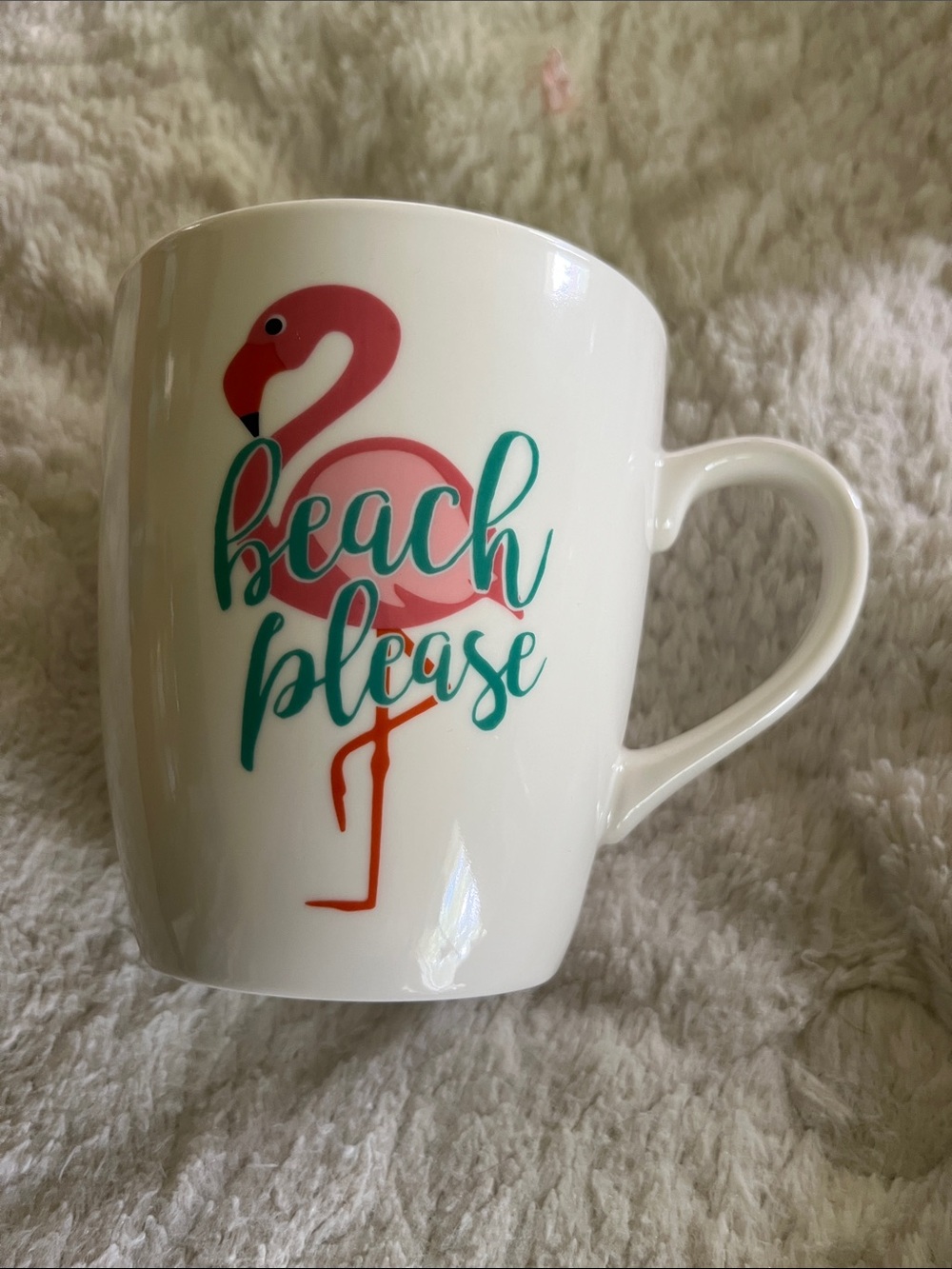 🦩“Beach Please” Pink Flamingo Ceramic Oversized Mug NWOT